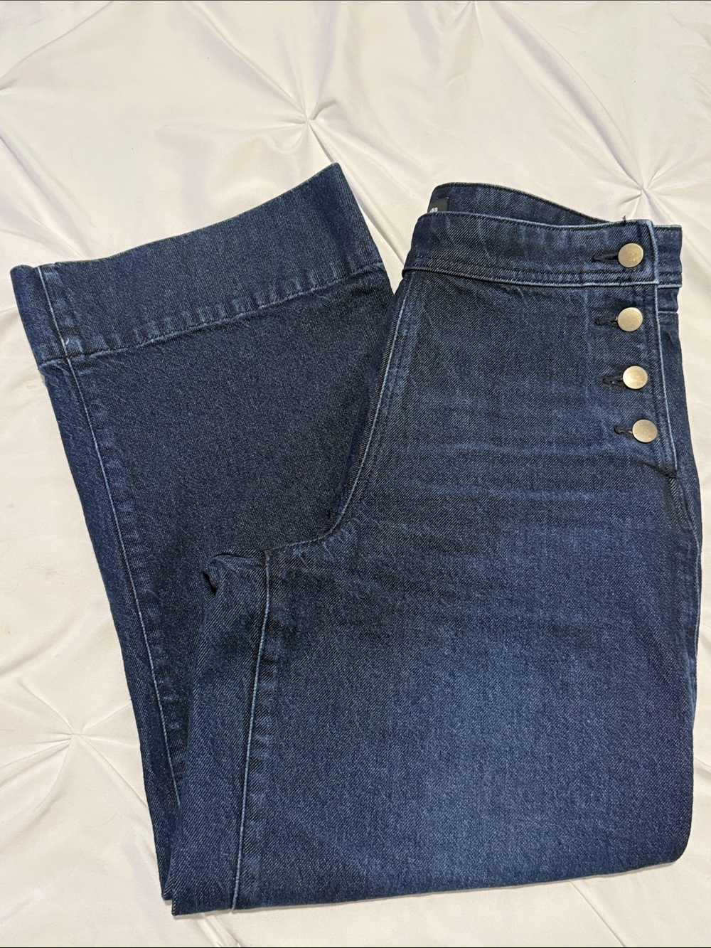Express High-Rise Dark Indigo Jeans with Side Button Detail